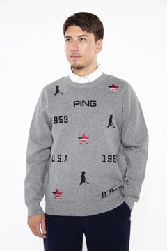 【PING APPAREL】USA柄ジャカードクルーネックニットプルオーバー ＜NATIVE＞ (MENS)