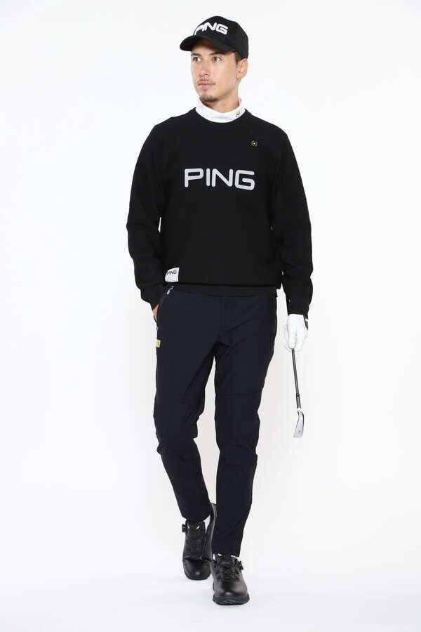 【PING APPAREL】エンボス+ラバープリント クルーネックニット ＜GOLD＞ (MENS)