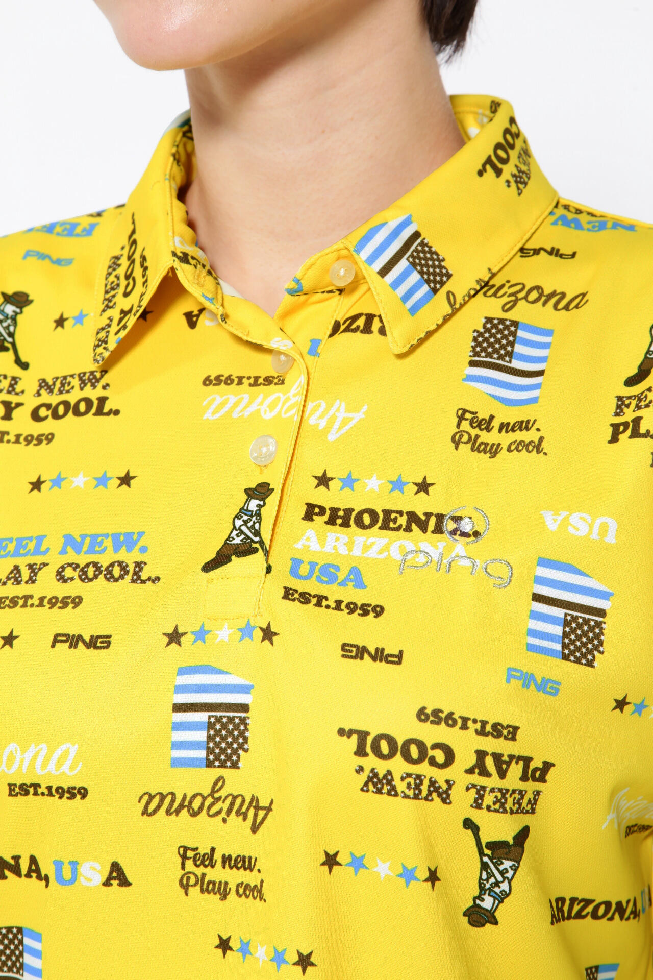 ピン】【PING APPAREL】ハローアリゾナプリント フレンチスリーブ 