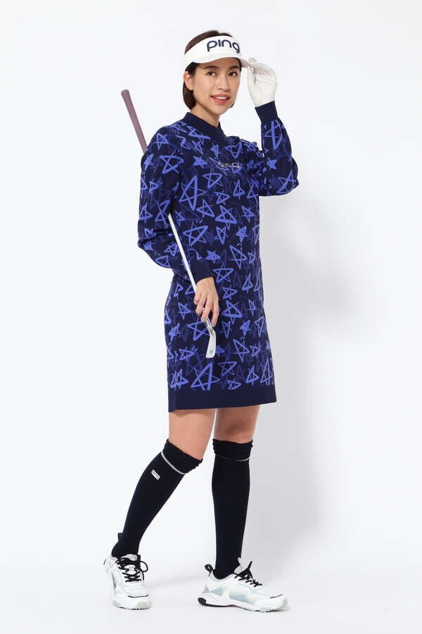 【PING APPAREL】ジャカードニットワンピース ＜NATIVE＞ (LADIES)