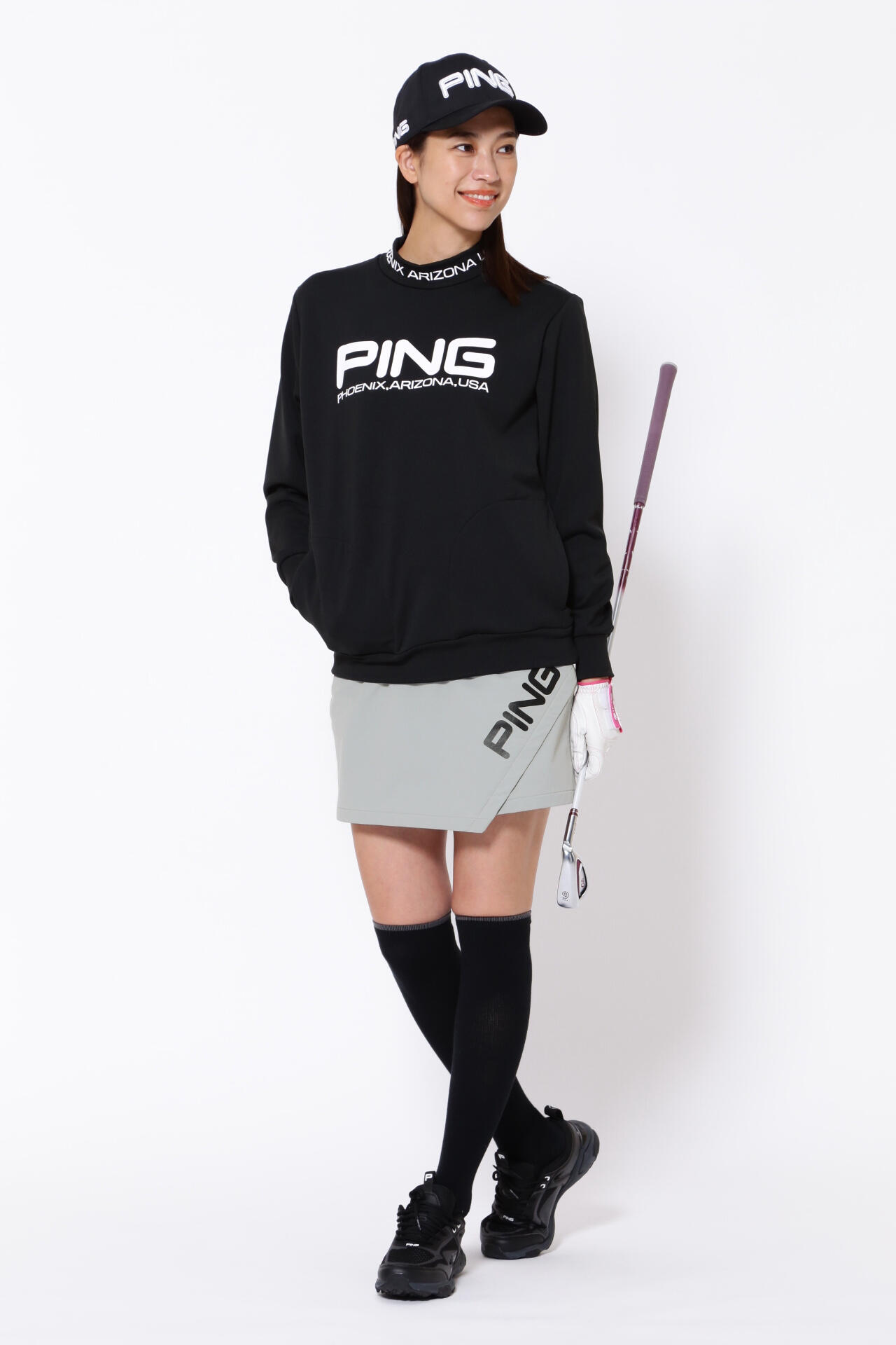 ピン】【PING APPAREL】ドビードッツ裏起毛モックネックプルオーバー