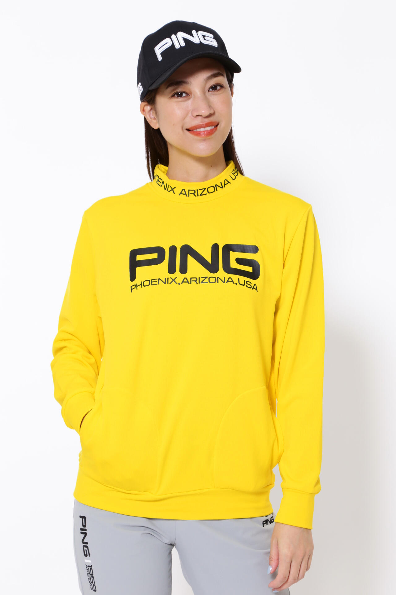 ピン】【PING APPAREL】ドビードッツ裏起毛モックネックプルオーバー