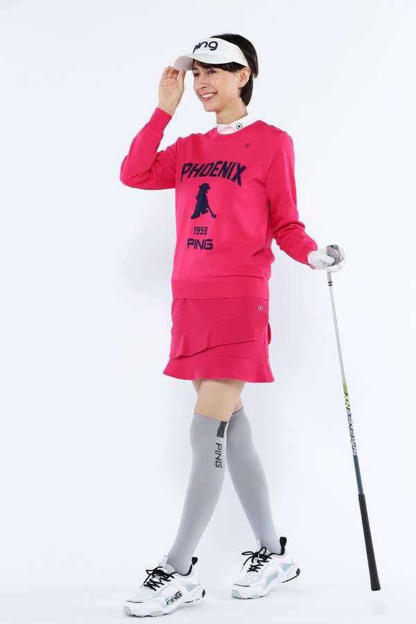 【PING APPAREL】星柄ボーダーストレッチスムース半袖ハイネックカットソー ＜LADIES LINE＞ (LADIES)