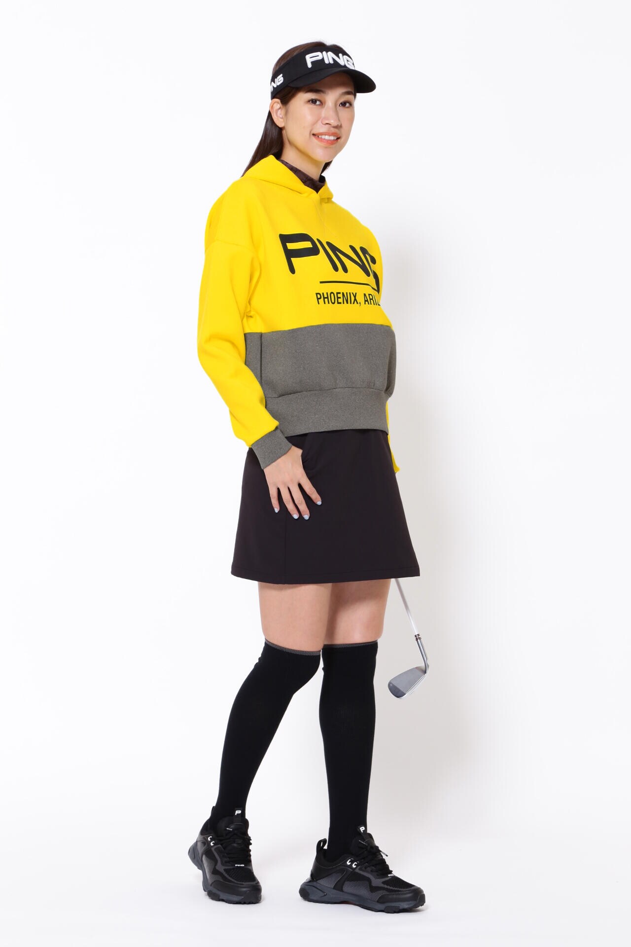 ピン】【PING APPAREL】総柄転写プリント クールコア ストレッチ起毛