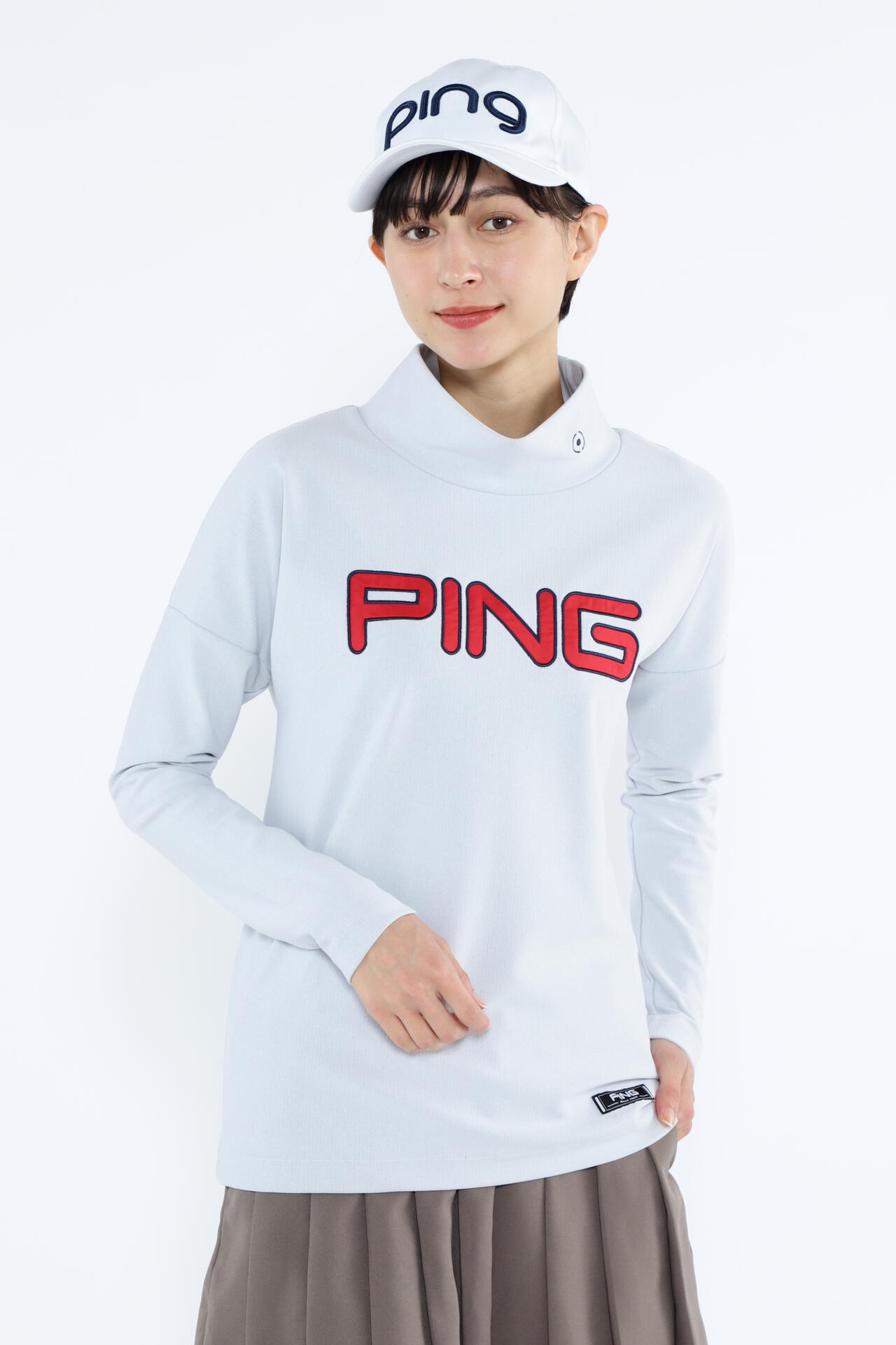 ピン】【PING APPAREL】裏起毛ハイテンションピケ長袖ハイネック