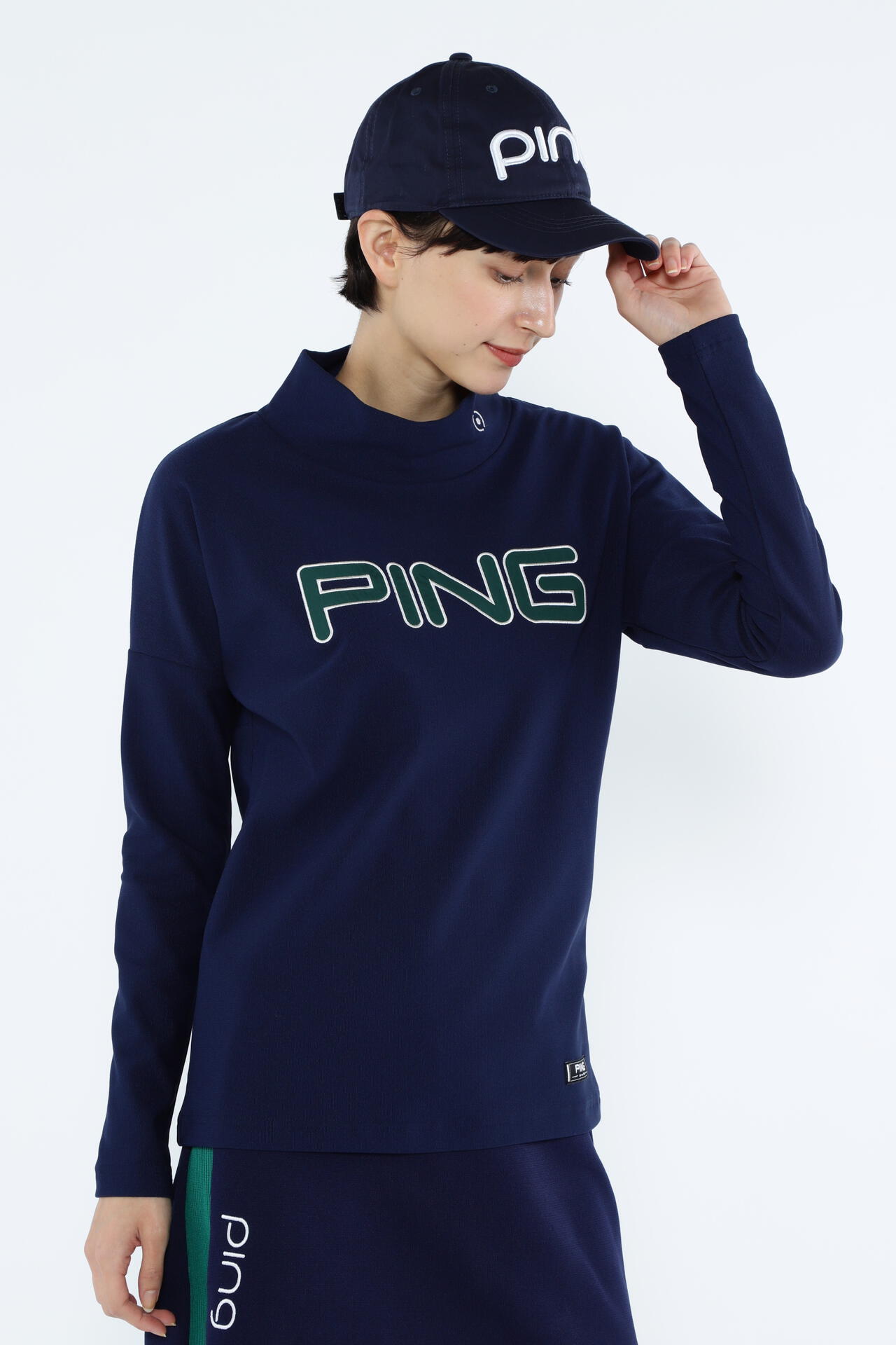 ピン】【PING APPAREL】裏起毛ハイテンションピケ長袖ハイネック