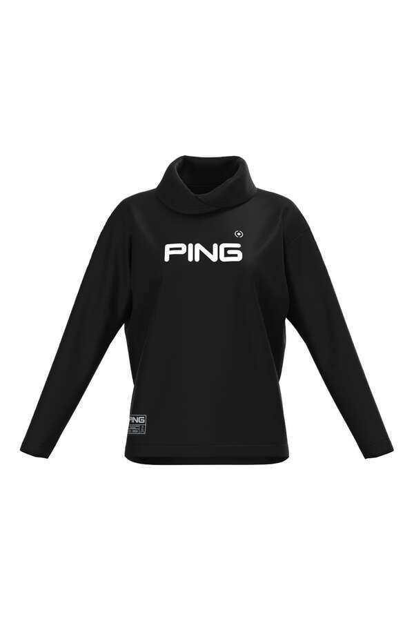 【PING APPAREL】ベアスムースUVハイストレッチ長袖裏フリース変形ハイネックカットソー ＜GOLD＞ (LADIES)