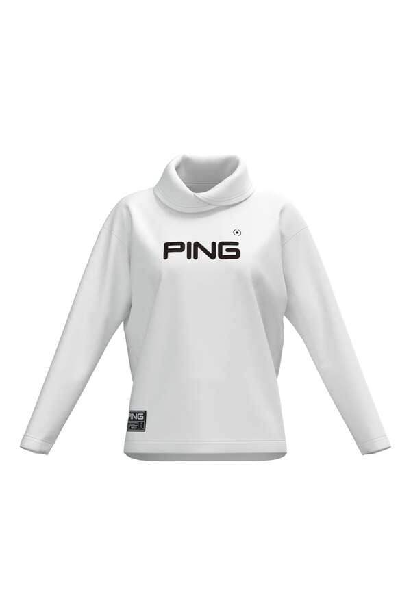 【PING APPAREL】ベアスムースUVハイストレッチ長袖裏フリース変形ハイネックカットソー ＜GOLD＞ (LADIES)