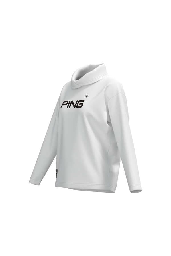 【PING APPAREL】ベアスムースUVハイストレッチ長袖裏フリース変形ハイネックカットソー ＜GOLD＞ (LADIES)