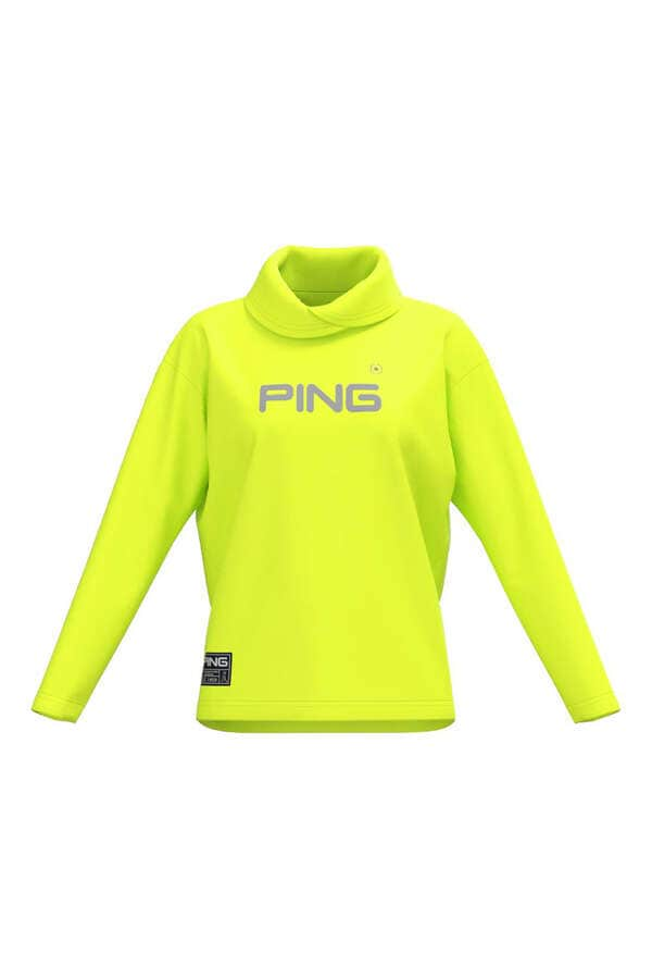 【PING APPAREL】ベアスムースUVハイストレッチ長袖裏フリース変形ハイネックカットソー ＜GOLD＞ (LADIES)