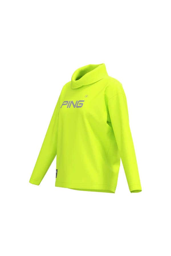 【PING APPAREL】ベアスムースUVハイストレッチ長袖裏フリース変形ハイネックカットソー ＜GOLD＞ (LADIES)