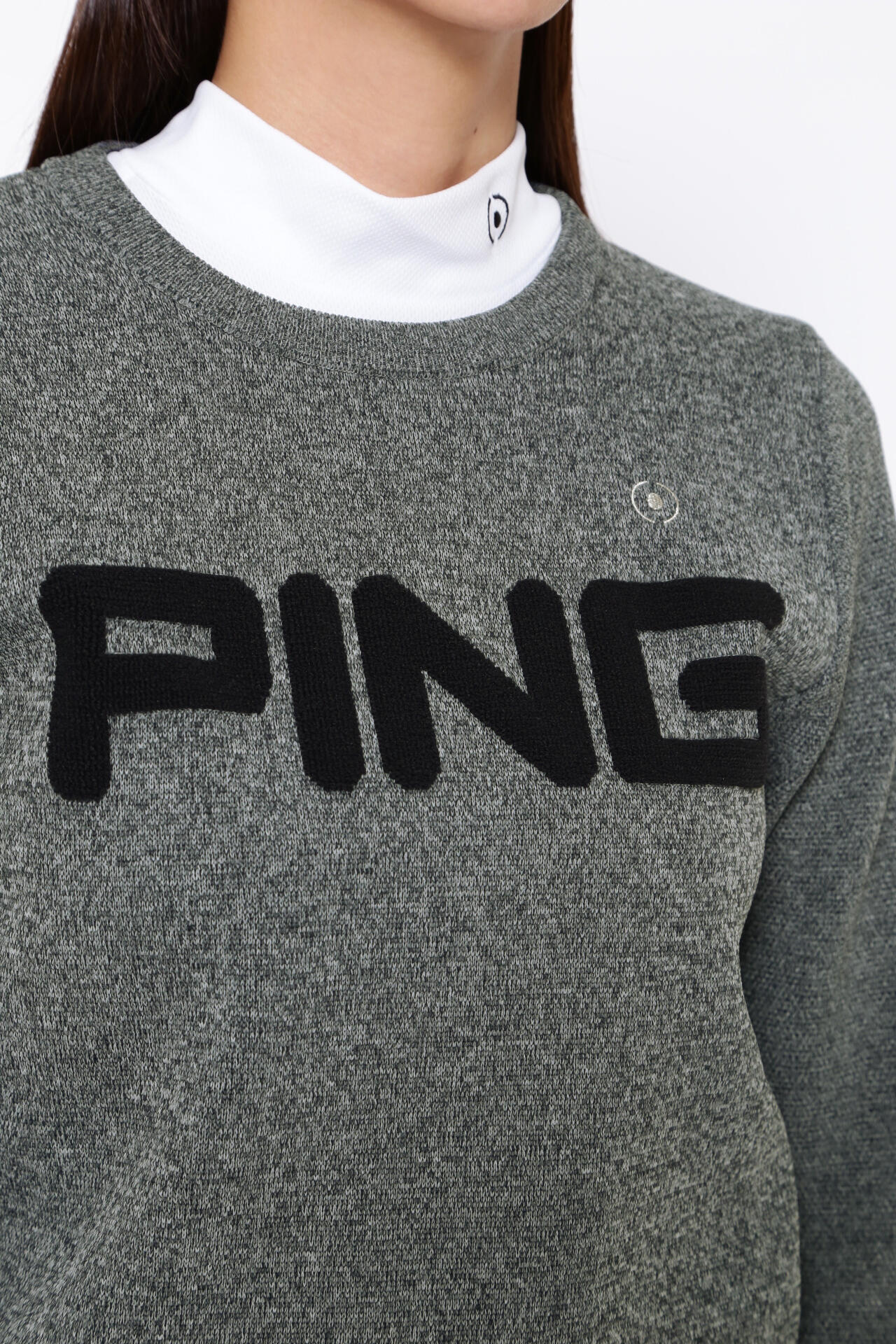 ピン】【PING APPAREL】PINGロゴパイルジャガードクルーネックニット