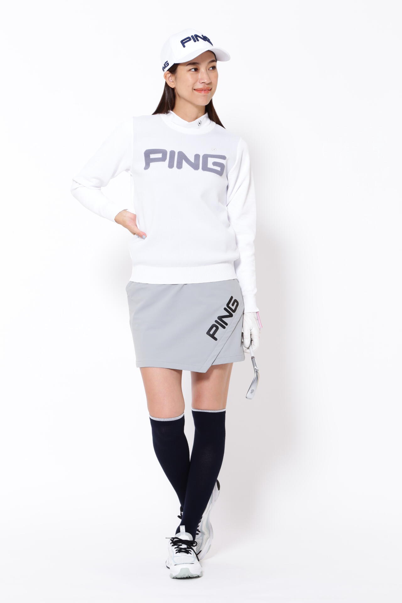 ピン】【PING APPAREL】PINGロゴパイルジャガードクルーネックニット