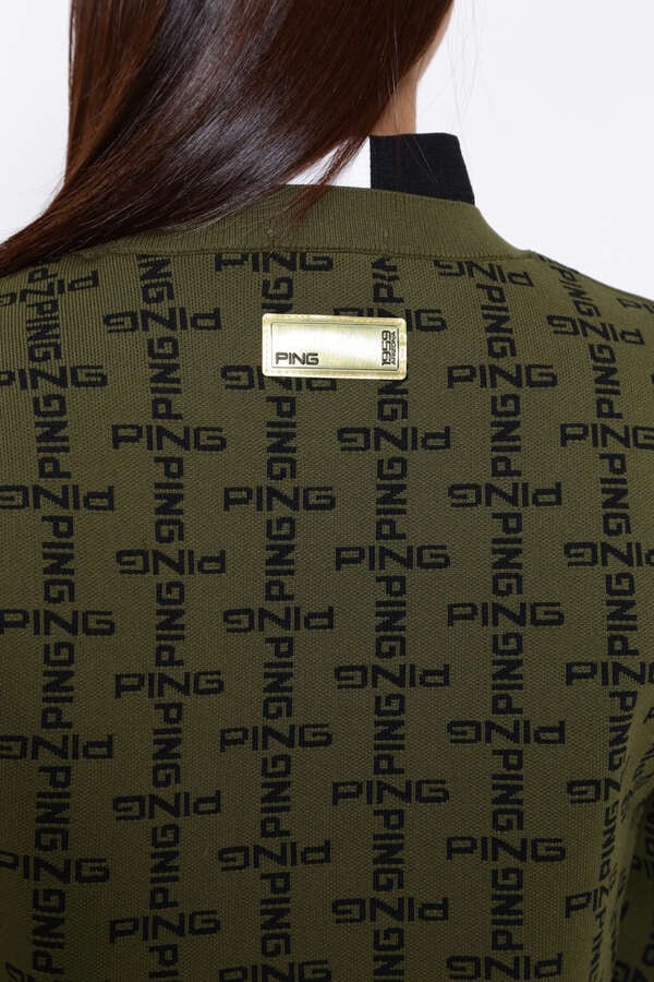 【PING APPAREL】モノグラム柄ジャガードクルーネックニットプルオーバー ＜GOLD＞ (LADIES)