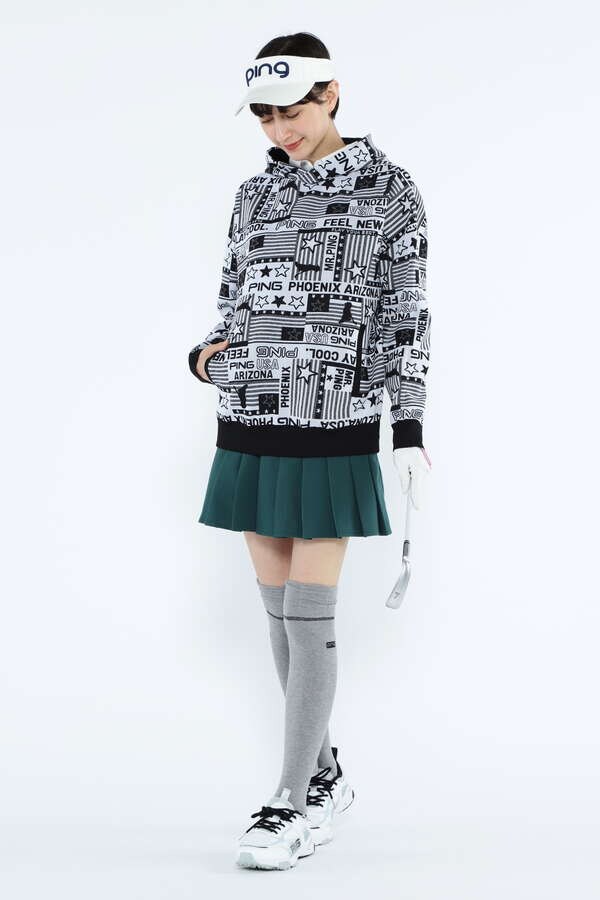 【PING APPAREL】Starry三色旗柄ジャガードニットフーディプルオーバー ＜NATIVE＞ (LADIES)