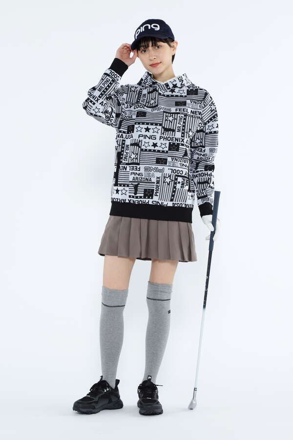 【PING APPAREL】Starry三色旗柄ジャガードニットフーディプルオーバー ＜NATIVE＞ (LADIES)