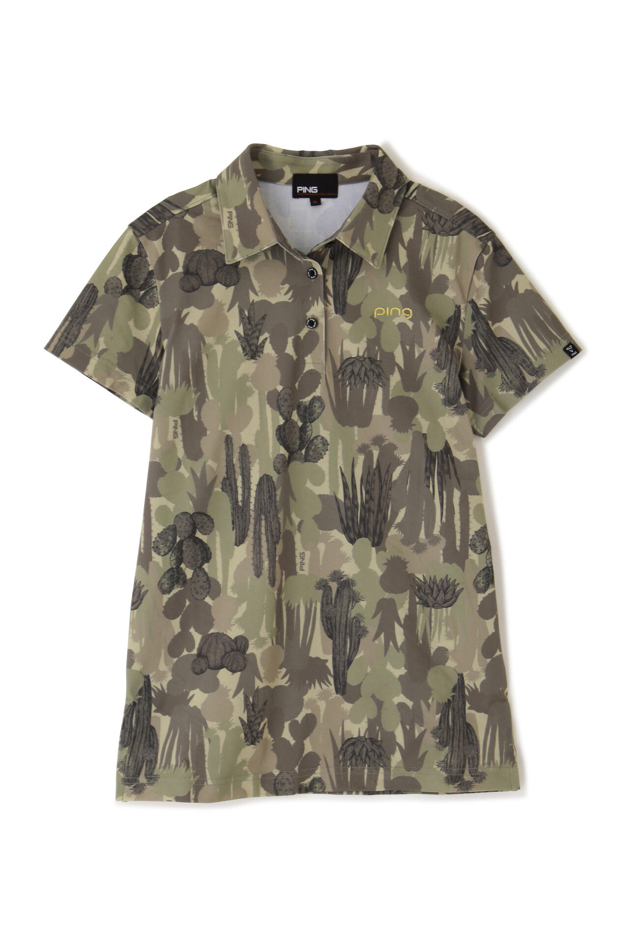 ピン】【PING APPAREL】カモフラ柄共襟 半袖ポロシャツ ＜GOLD＞ (LADIES) 
