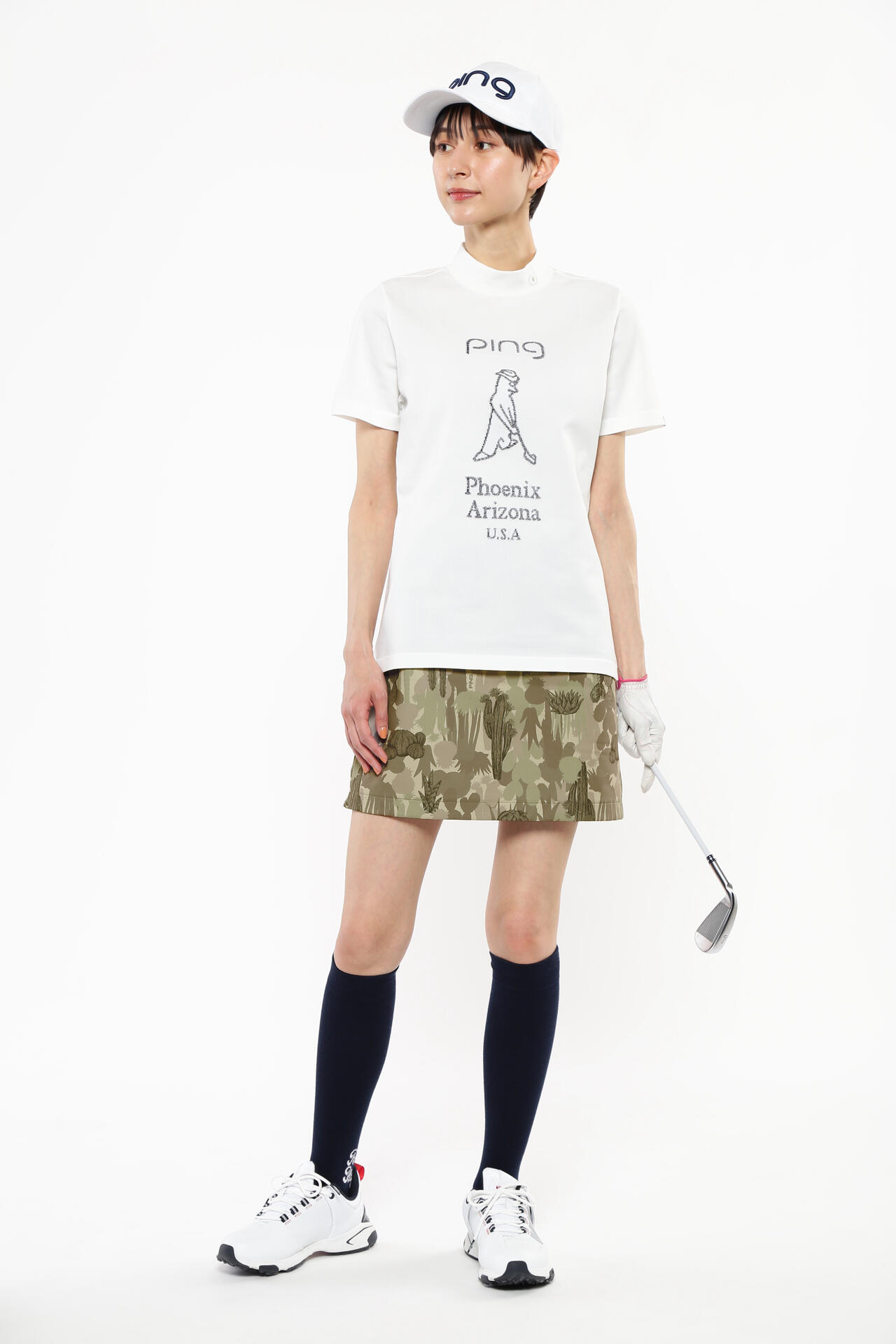 ピン】【PING APPAREL】Mr.PINGジャカード 半袖ハイネックニットプル