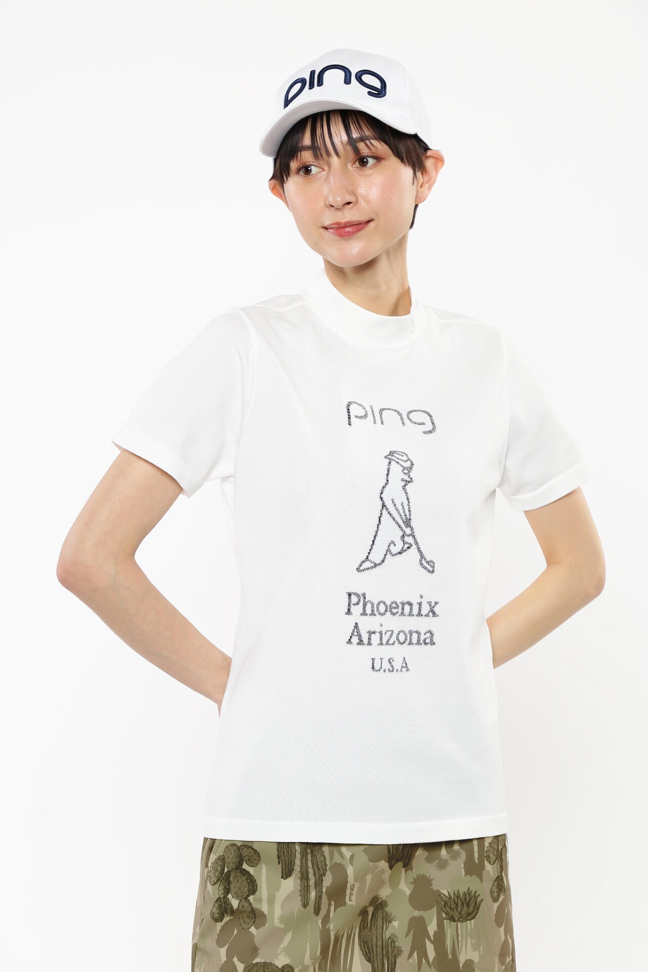 ピン】【PING APPAREL】Mr.PINGジャカード 半袖ハイネックニットプル 