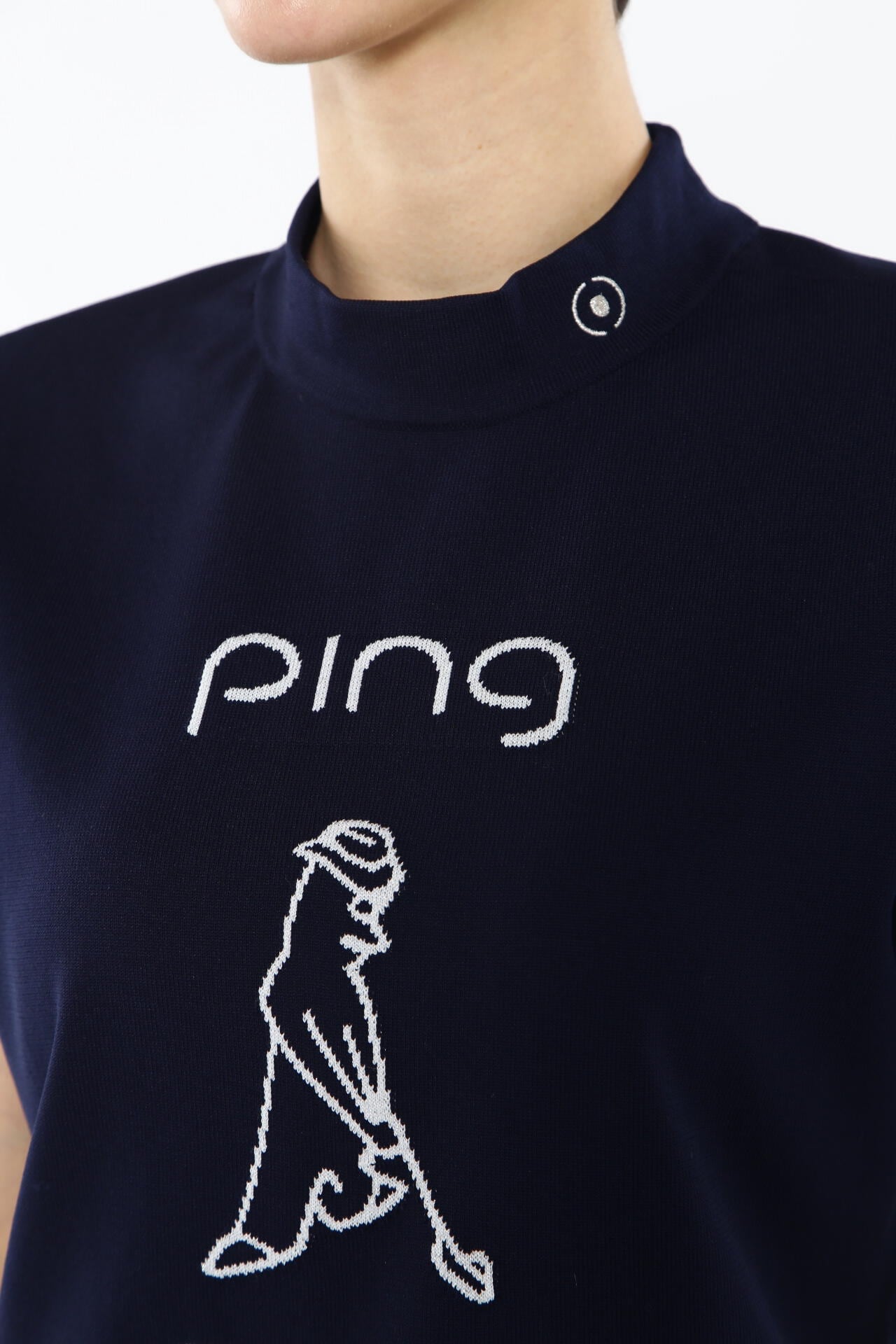 ピン】【PING APPAREL】Mr.PINGジャカード 半袖ハイネックニットプル 