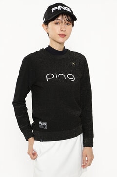 【PING APPAREL】エンボス+ラバープリント クルーネックニットプルオーバー ＜GOLD＞ (LADIES)