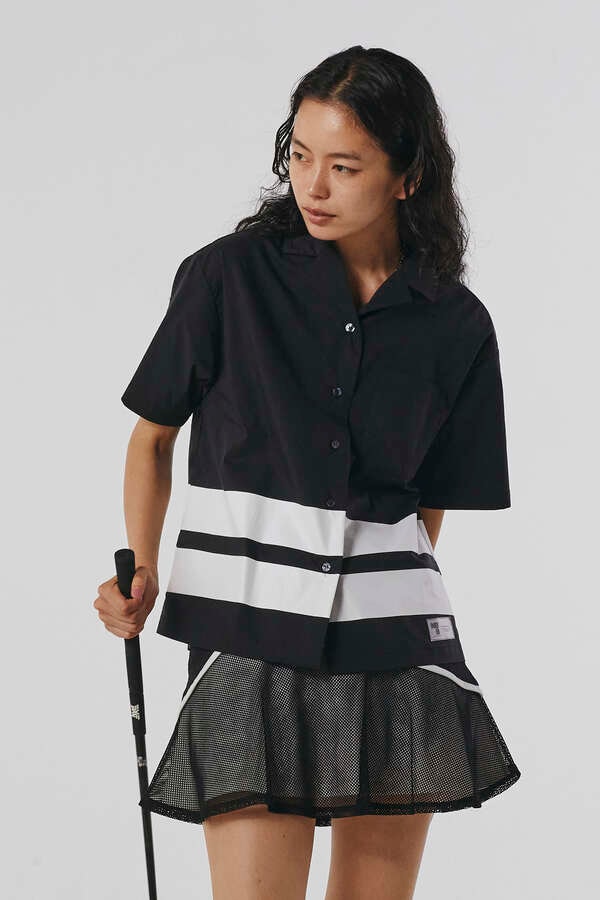 【NBB WEEKEND】WAXY CLOTH ショートスリーブ オープンシャツ (LADIES)