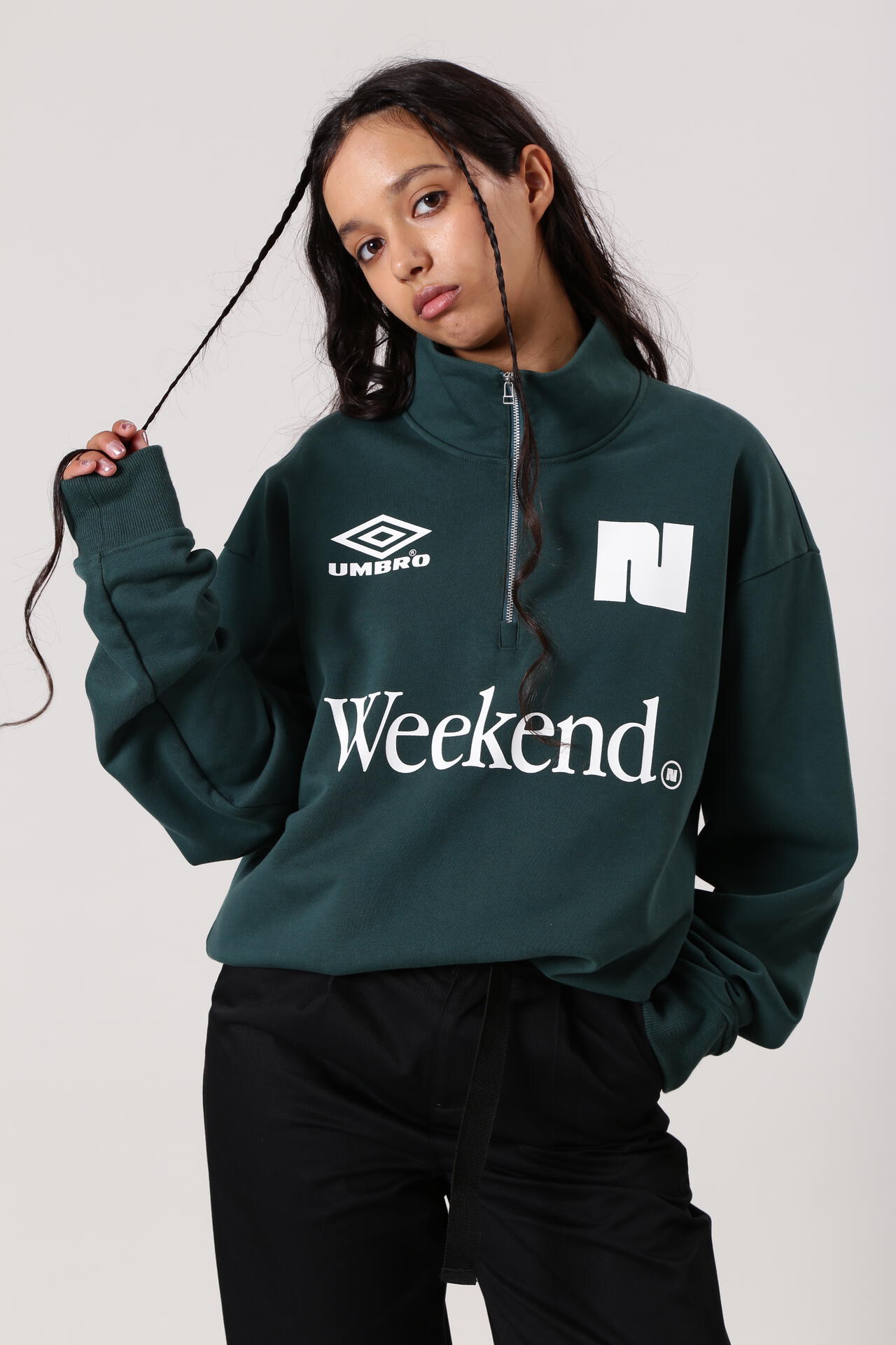 NBB WEEKEND】UMBROコラボ ハーフジップスウェット (UNISEX)