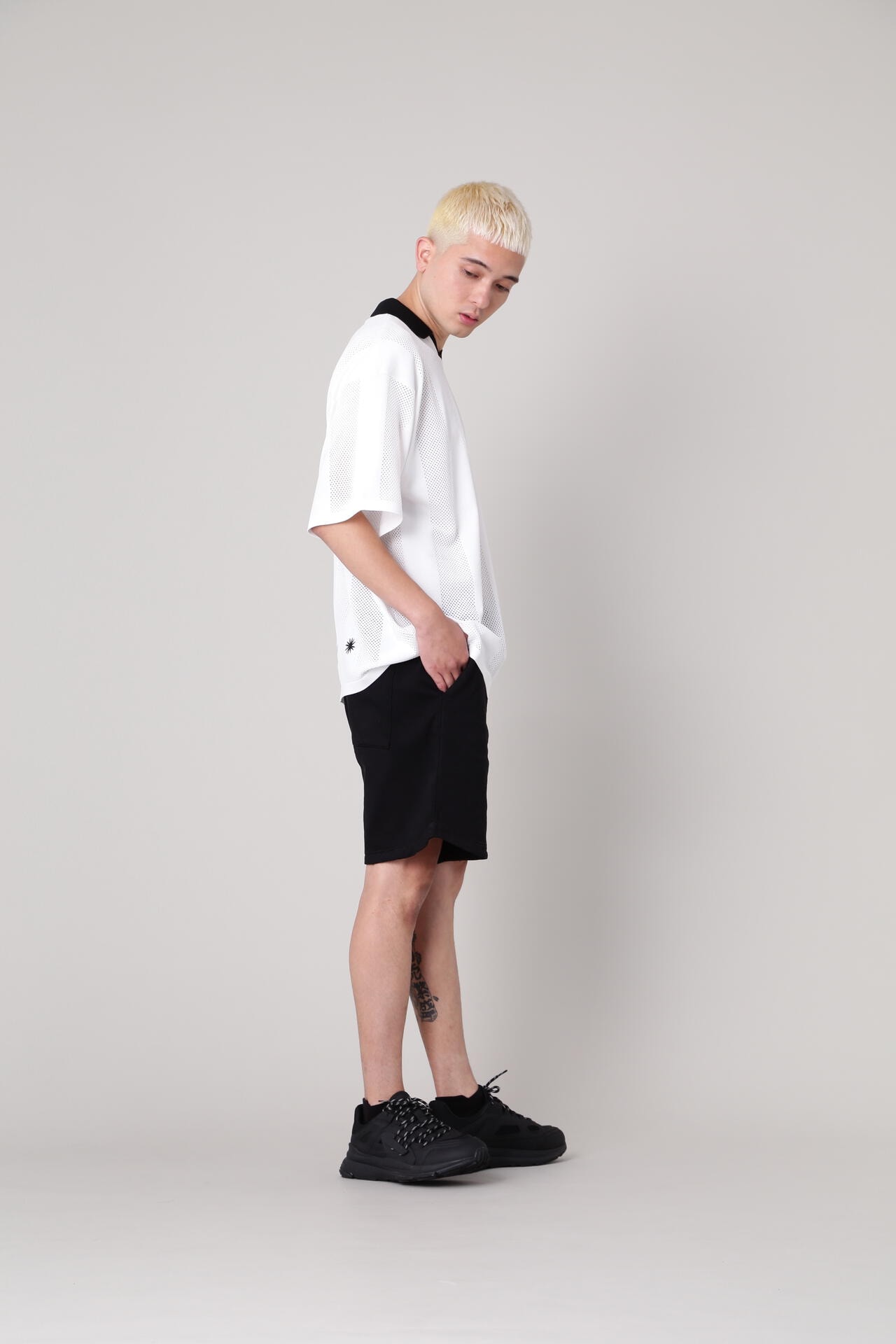 NBB WEEKEND】メッシュストライプ ニットポロ (UNISEX)