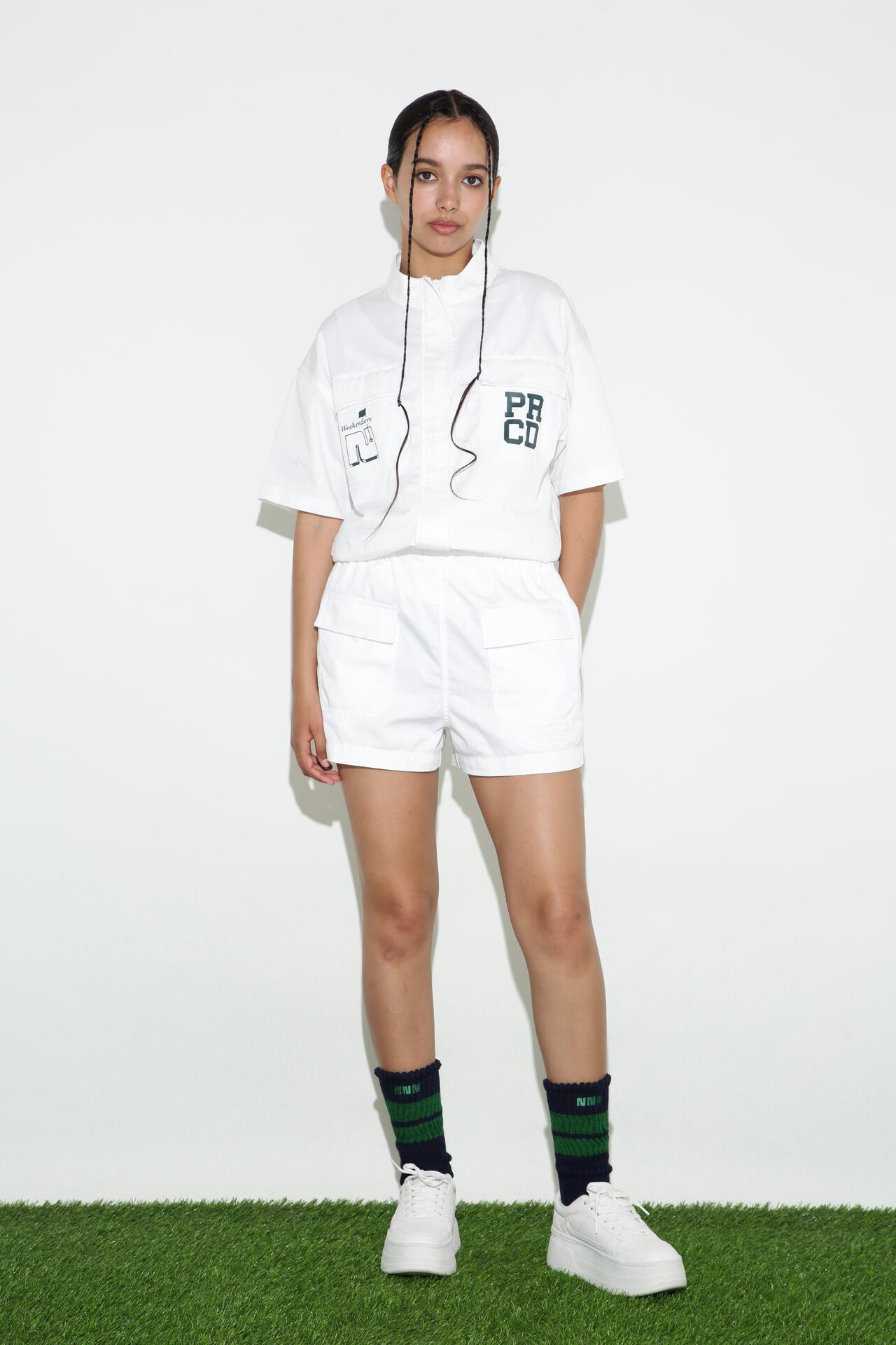 PEARLY GATES パーリーゲイツ オールインワン 黒×ダークネイビー×白