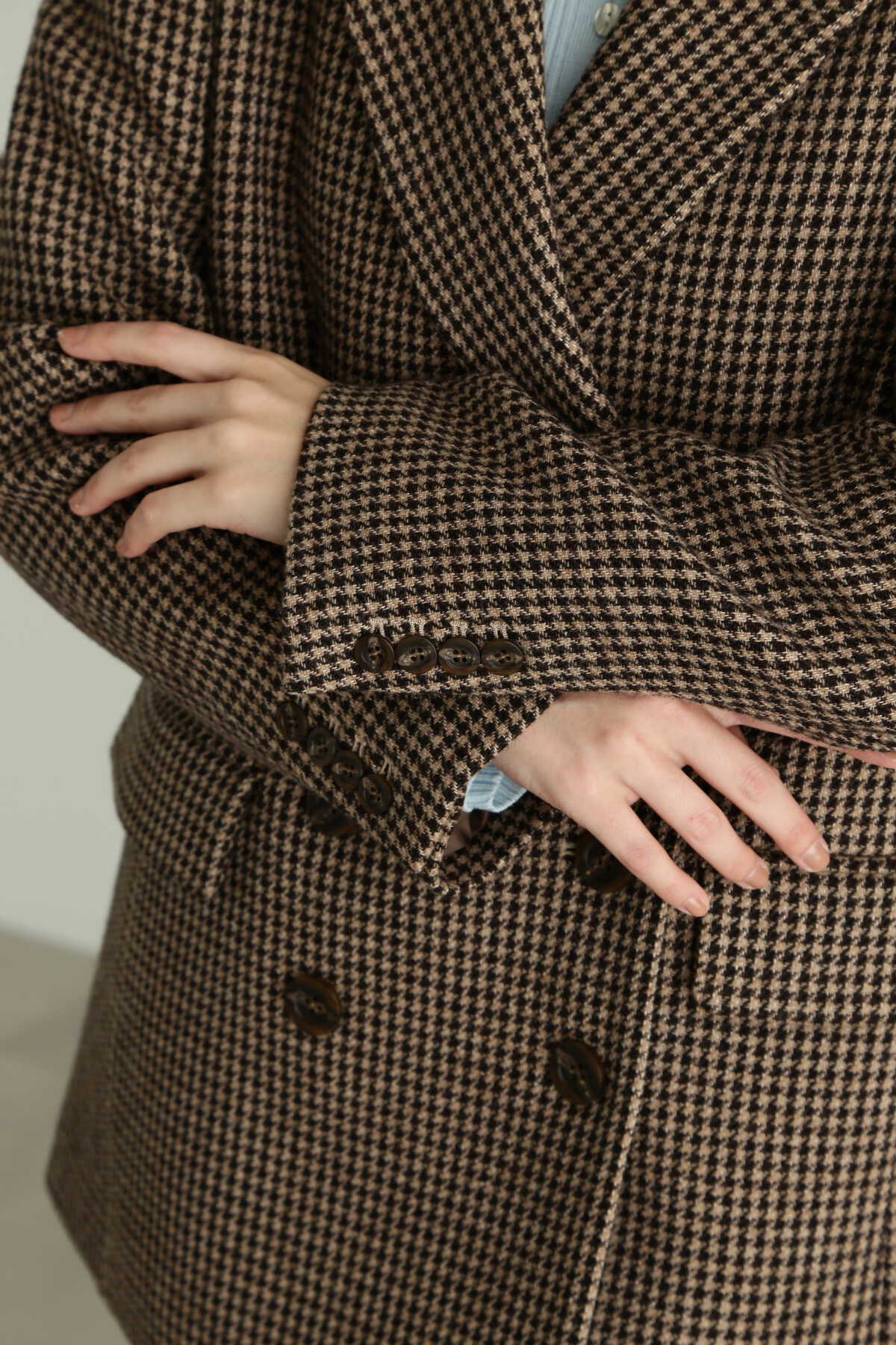 Houndstooth pattern jacket Sサイズ　ブラウン