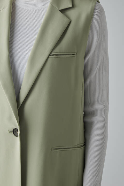 【WEB限定 ネイビー展開】バックサテンクレープロングジレ