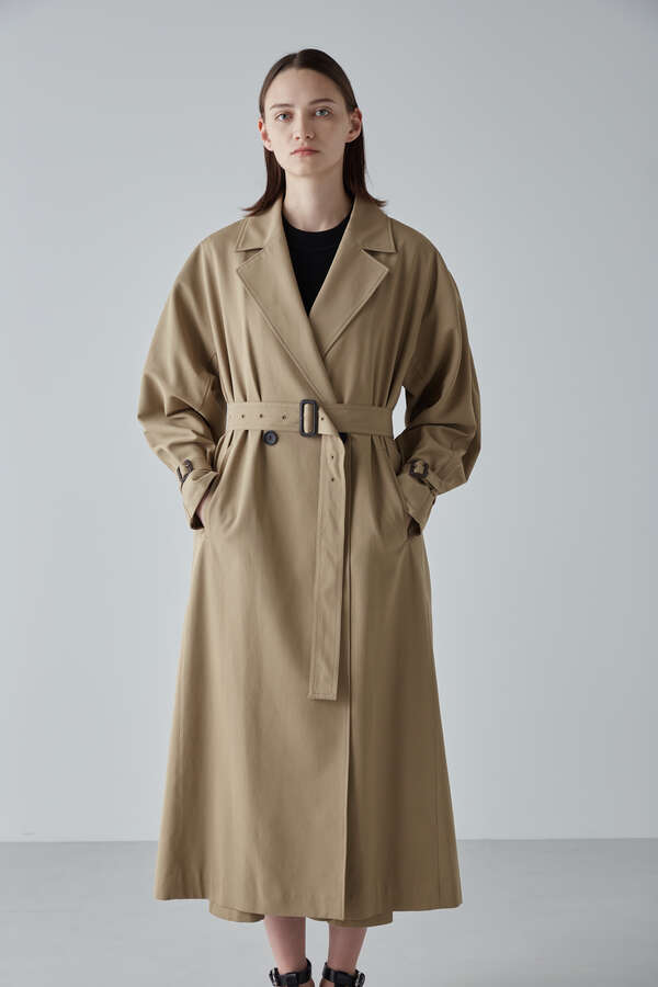 ella cotton twill asymmetry coat トレンチ - ジャケット・アウター