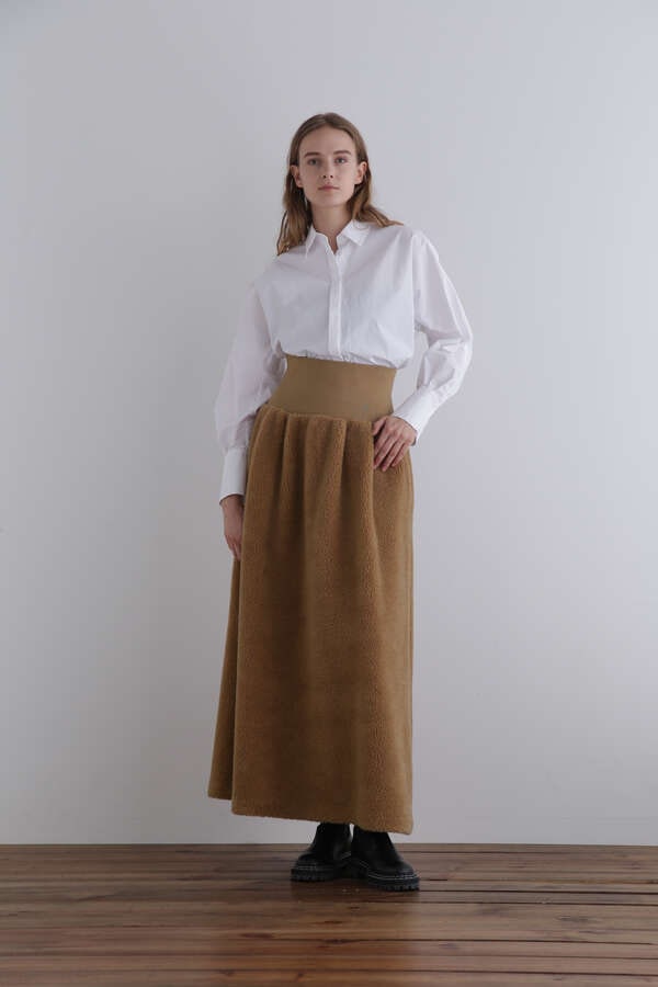 ロングスカート[VARENTS·BIS]ウール スカートポシェット付き 茶色 ロングスカート