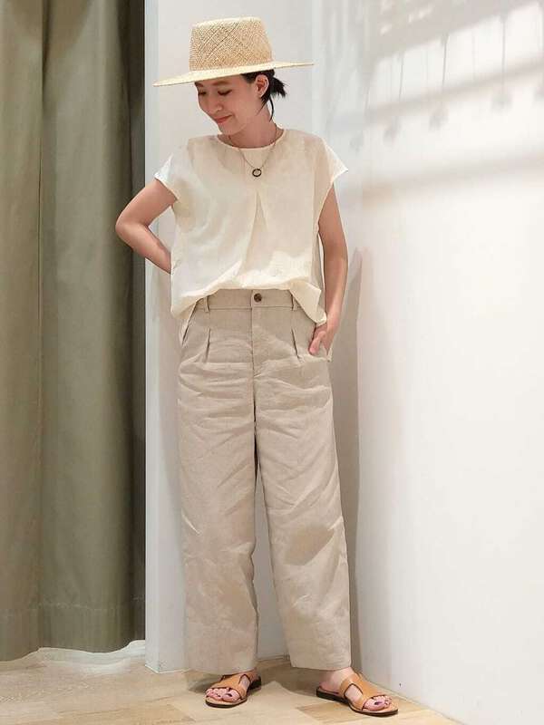 麻混ワイドパンツ
