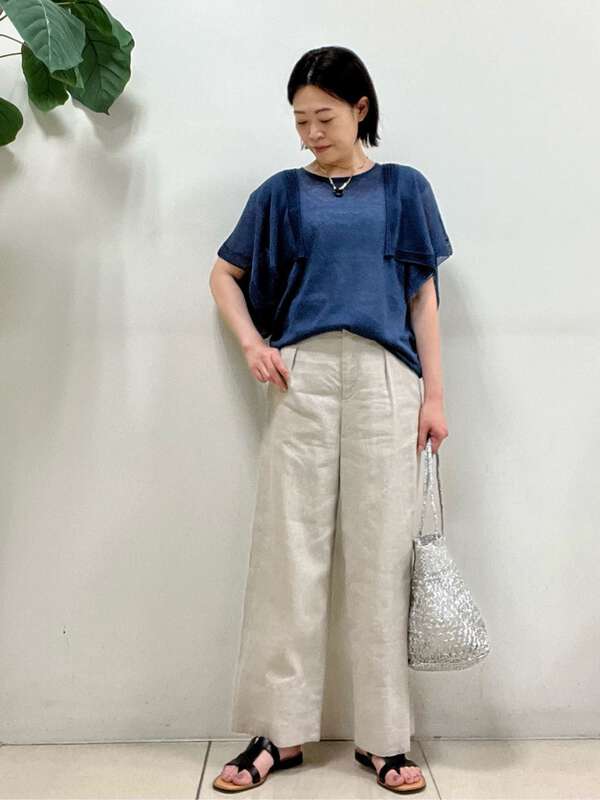 麻混ワイドパンツ