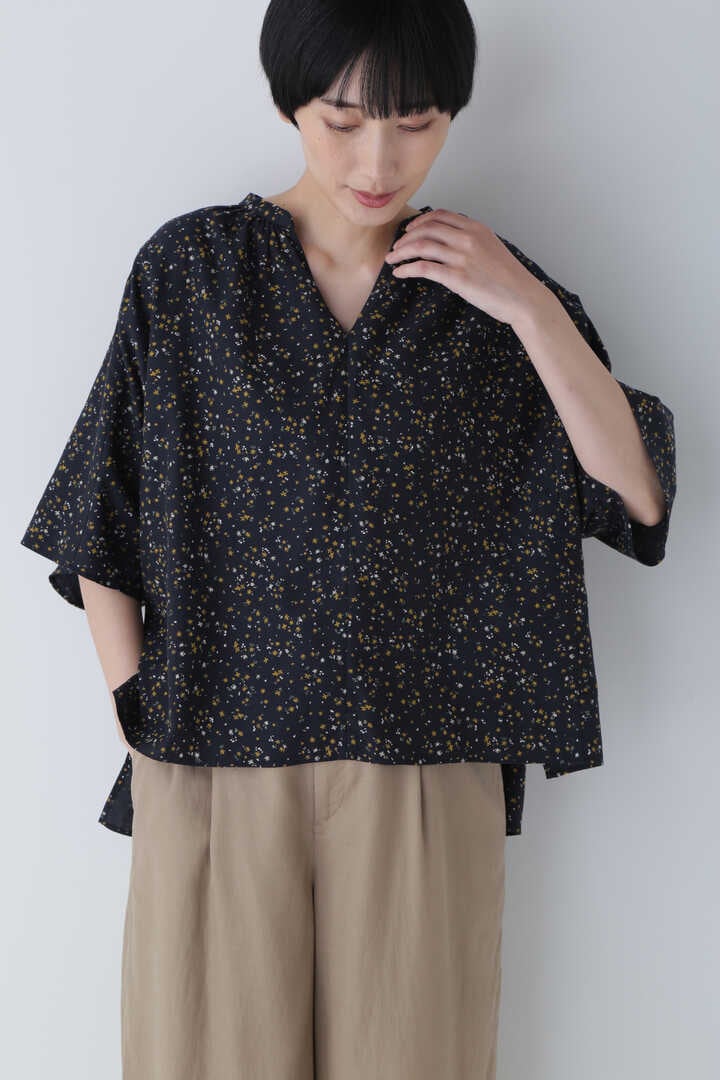 39cm袖丈RACHEL COMMY フラワープリント シルクシャツ