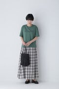 【WEB限定サイズ】麻チェックボリュームスカート