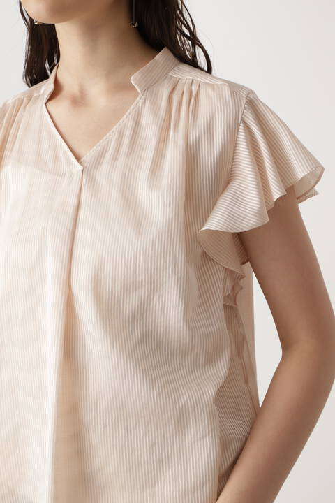 ストライプラッフルスリーブブラウス Tokyostyle