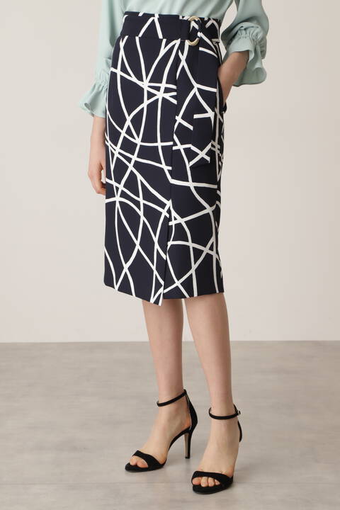ジオメトリックラインプリントスカート Tokyostyle