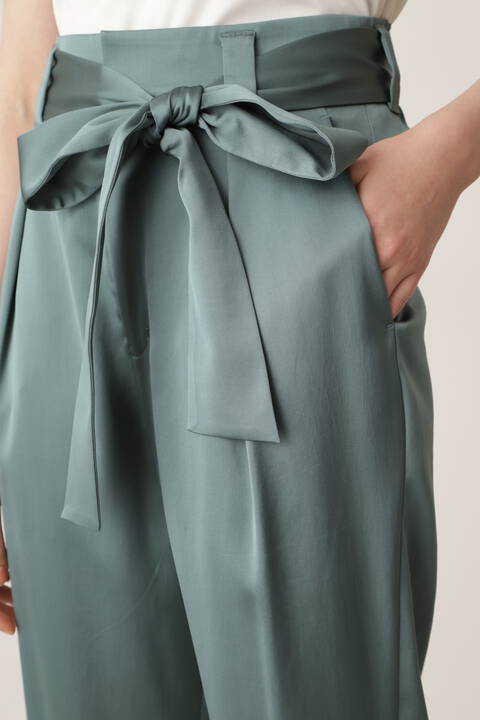 リボン付きサテンテーパードパンツ Tokyostyle