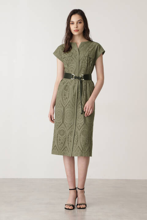 ウエストタックコットンレースワンピース Tokyostyle