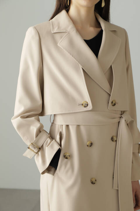 極美品 20AW エブール コットンギャバ ショートトレンチコート ...