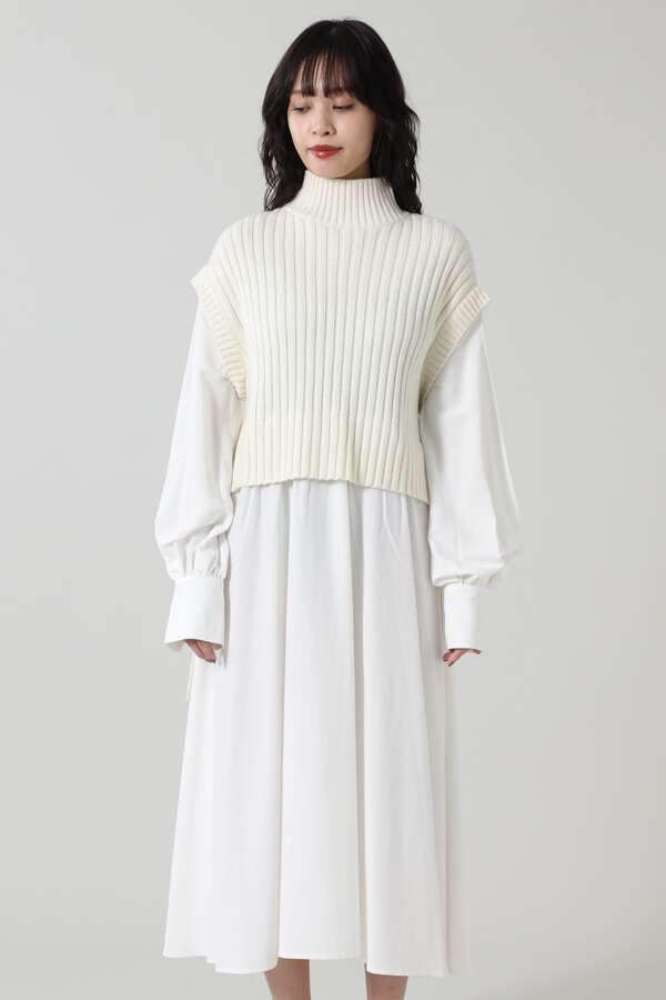 Rose Bud ニットベスト付きワンピース ブラック グレー ホワイト 公式通販 レディースファッションのrose Bud Online Store