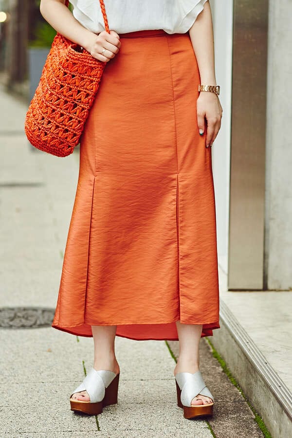 ROSE BUD】タックマーメイドスカート (ブルー・オレンジ) | 【公式通販 