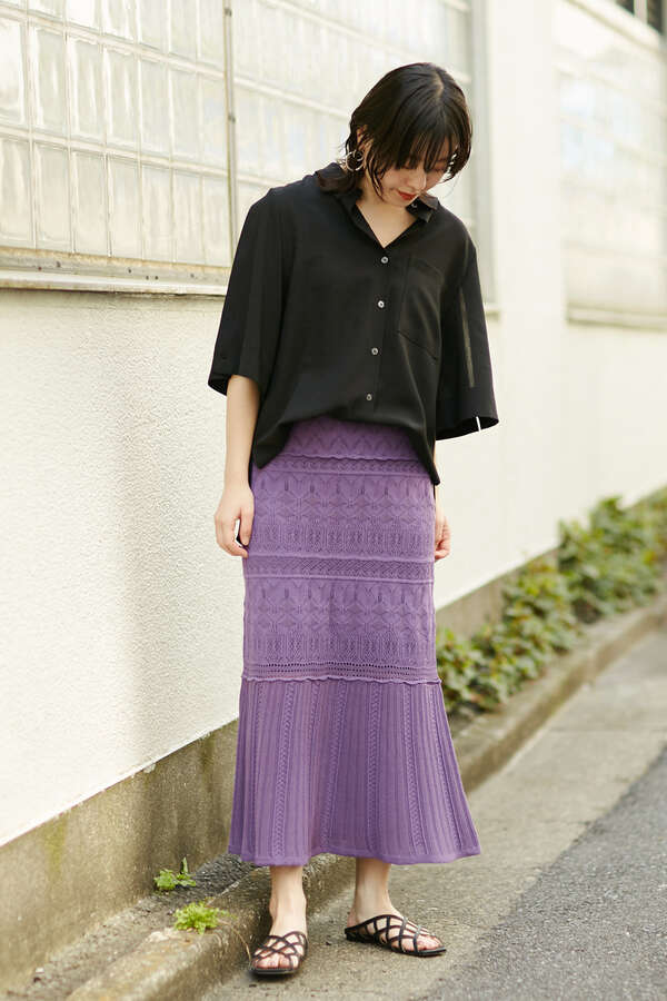 Rose Bud レース編みニットスカート ブラック ベージュ パープル 公式通販 レディースファッションのrose Bud Online Store