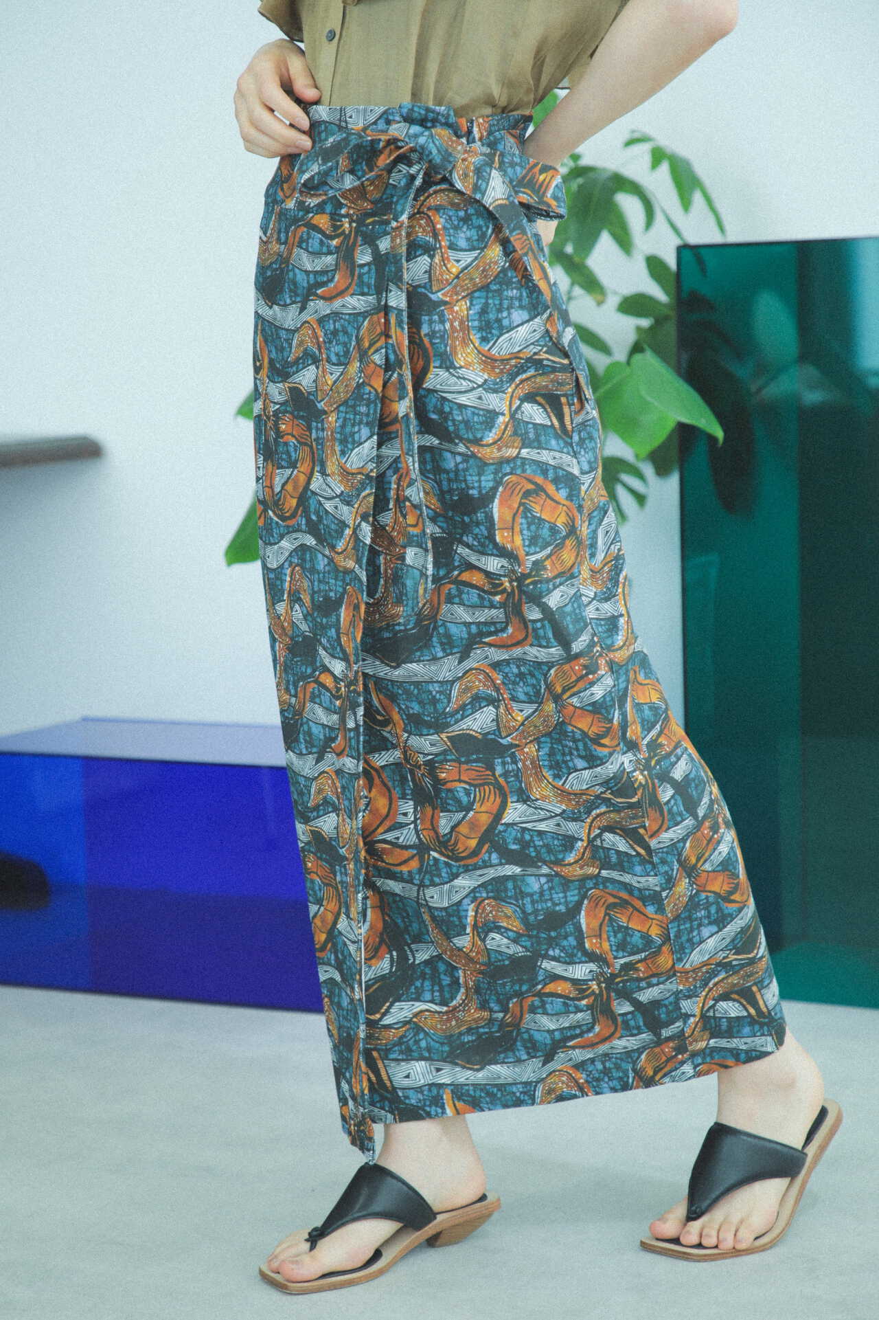 【ROSE BUD】アフリカ柄巻きデザインスカート