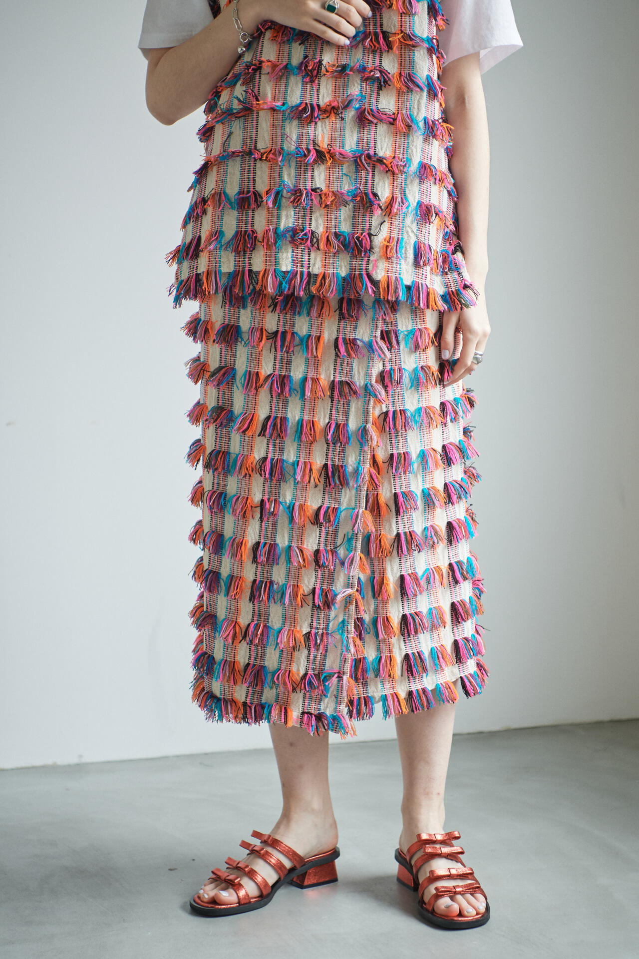 ROSE BUD】フリンジラップスカート (ピンク) | 【公式通販】レディースファッションのROSE BUD ONLINE STORE