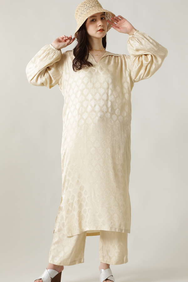 Sara Mallika リーフ柄ワンピース ベージュ イエロー 公式通販 レディースファッションのrose Bud Online Store