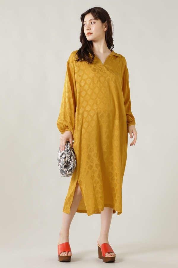 Sara Mallika リーフ柄ワンピース ベージュ イエロー 公式通販 レディースファッションのrose Bud Online Store