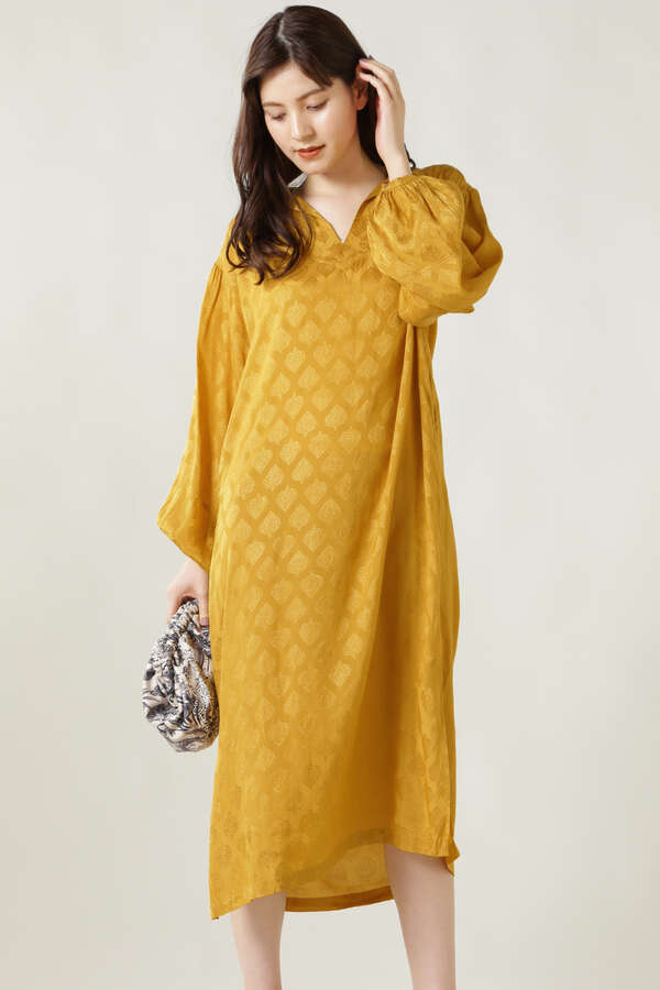 Sara Mallika リーフ柄ワンピース ベージュ イエロー 公式通販 レディースファッションのrose Bud Online Store